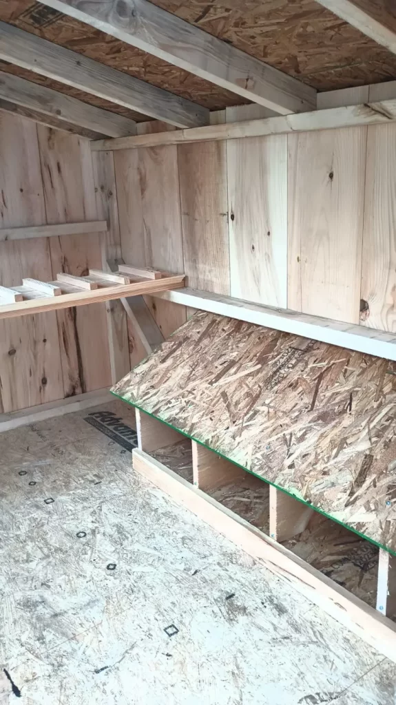 Inside photo of chicken coop structure built by Amish Barn Company