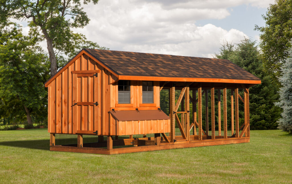 Large Amish-made combination chicken coop with attached run