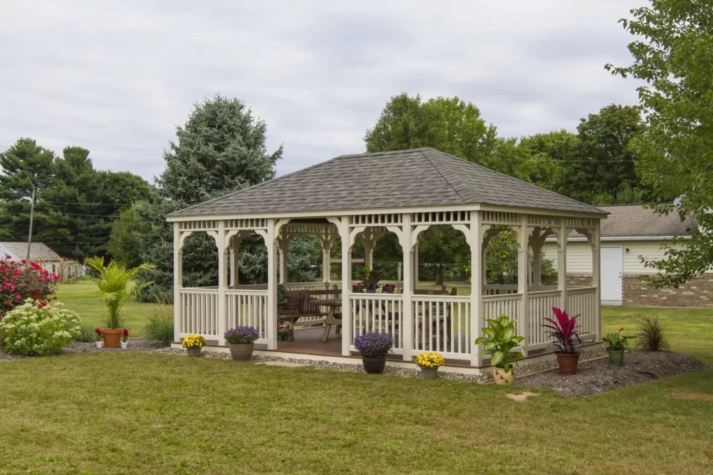14x20 Rectangular Country Style Ivory Vinyl Gazebo from Amish Barn Company
